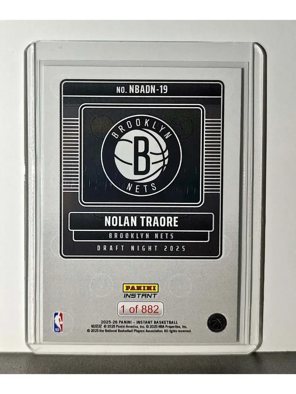 Nolan Traore Rookie 2025-26 Panini NBA #19 Draft Night Card Brooklyn Nets